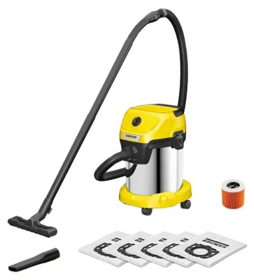 Productafbeelding van Kärcher 1.628-152.0, 1000 W, Stofzuiger met borstel, geschikt voor droog en nat gebruik, met stofzak, 17 liter inhoud, 74 dB