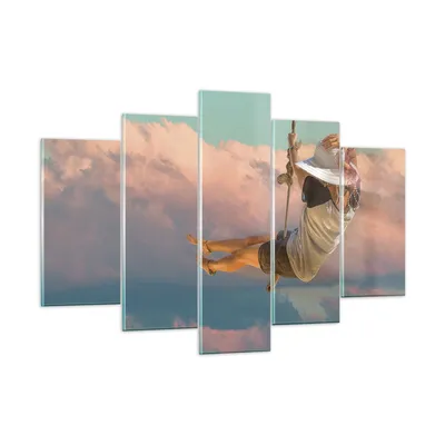 Produktbild von Bilder auf glas - 5 Teile - Schaukeln Seil Himmel - 150x100cm - Glasbilder - Wandbilder - Bilder - zum Aufhängen bereit - Wanddekoration aus Glas - Glas Bilder - Wandbild auf Glas - GEA150x100-4259