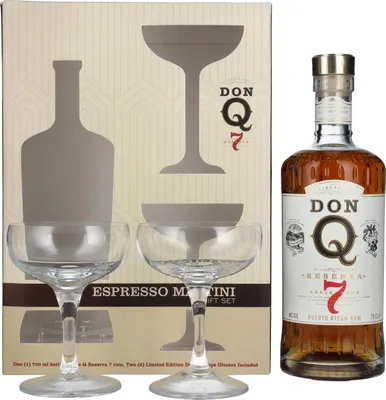 Image de Don Q RESERVA Añejo 7 Años Puerto Rican Rum 40% Vol. 0,7l en boîte cadeau avec 2 Verres