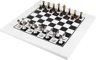Produktbild von Italienische Schachfiguren Klassisch Metall/Buche + Schachbrett Holz Weiss/Schwarz 50