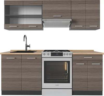 Produktbild von Küchenzeile Vicco R-Line Edelgrau/Anthrazit 200 cm , AP Eiche, Model 53951