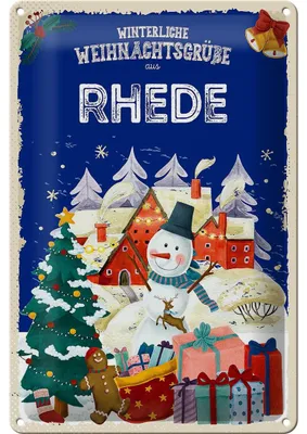 Produktbild von Blechschild Weihnachtsgrüße RHEDE FEST 20x30cm