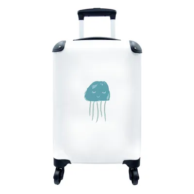 Produktbild von MuchoWow® Koffer Handgepäck Trolley Rollkoffer Kleine Reisekoffer mit 4 Rollen - Pastell - Qualle - Illustration - Cabin Size < 55x40x23 cm & 55x40x20 cm - Fotokoffer - Kabinenkoffer - Boardgepäck - Reise-Box - Reisekoffer - Reisegepäck - Koffer mit Bild - Trolley für Kinder