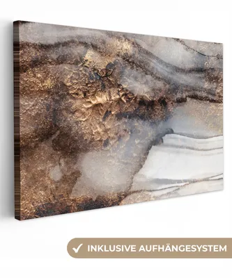 Obrázek produktu pro OneMillionCanvasses® - Plátno - Bouře - Zlaté - Abstraktní, nástěnná malba, nástěnné dekorace obrazy obývací pokoj, 90x60cm