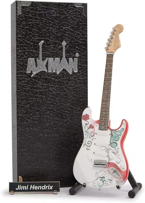 Zdjęcie produktu dla Miniaturowa gitara Jimiego Hendrixa - ręcznie wykonana ozdoba - prezent muzyczny
