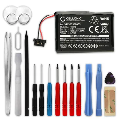 Produktbild von subtel 1x Akku für Navigation Kompatibel mit Medion GoPal P4410, GoPal P4210, GoPal PNA150, 541380530005 - (1250mAh, 3.7V) + Werkzeug-Set 17tlg