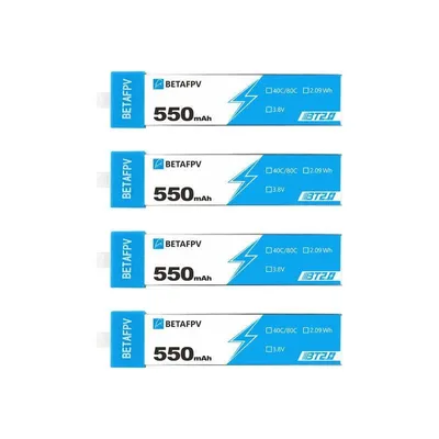 Four identical battery packs stacked vertically against a white background.