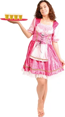 Produktbild von Damen Dirndl Pink / Karneval Kellnerin Kostüm # Gr. XXL 48/50