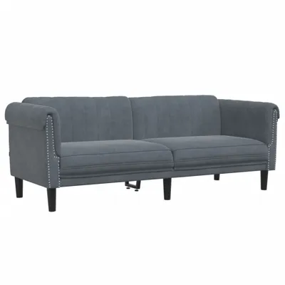 Produktbild von dkd-home-decor 3-Sitzer Sofa aus Samt in Dunkelgrau, 203 x 77 x 74 cm