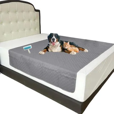 Image de Couverture imperméable pour chien - couverture polaire enroulable - tapis pour chien pour canapé - antidérapante - 210 x 130 cm - gris foncé