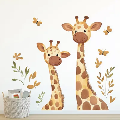 Imagen del producto de Decords, vinilo decorativo – jirafa minimalista y juguetona, 180 cm