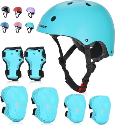 Zdjęcie produktu dla Dziecięcy kask rowerowy Dziecięcy kask rowerowy 7 w 1 zestaw nakolanników S Aqua