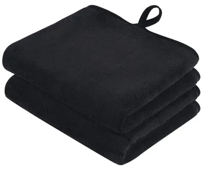 Produktbild von Gästehandtücher Mikrofaser 30x50cm Schwarz 2 Stück