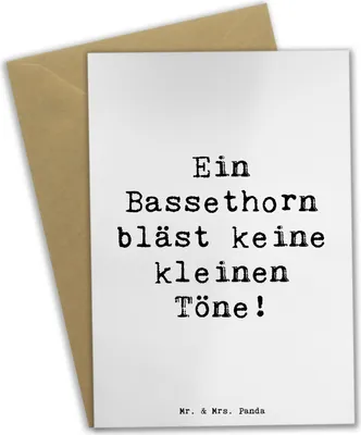 Produktbild von Mr. & Mrs. Panda Grußkarte Spruch Bassethorn Klänge - Weiß - Geschenk, Lernen, Musik, Instrumente, Klangfarbe, Holzblasinstrument, Kammermusik, Klarinettenfamilie