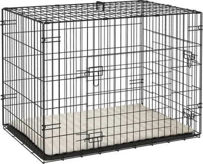 Obrázek produktu pro Přepravka pro psy / klec pro psy – drátěná klec z oceli – skládací, vyjímatelná podlaha, 75 x 48,5 x 53 cm – černá