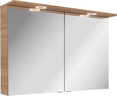 Produktbild von FACKELMANN VITA LED Spiegelschrank 100 cm breit, Braun hell  Stilvoll, funktional & mit innovativer Beleuchtung