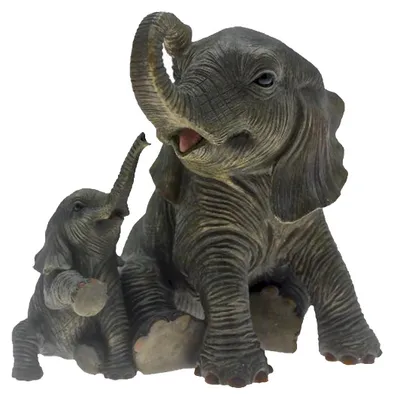 Dekofigur spielende Elefanten, 15 cm, schwarz