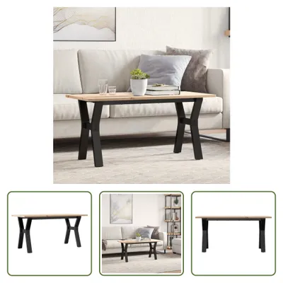 Produktbild von The Living Store Couchtisch Y-Gestell 100x50x45 cm Massivholz Kiefer & Gusseisen