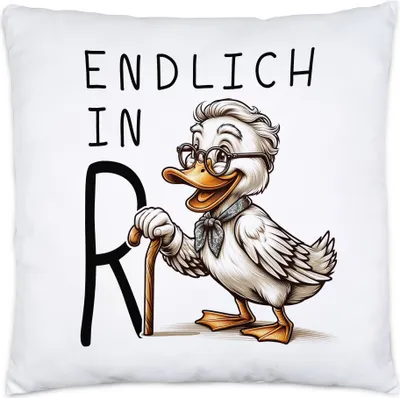 Produktbild von Endlich in Rente Alte Ente Kissen Inkl. Füllung - Ruhestandsgeschenk mit Spaß