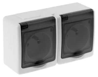 Obrázok produktu pre Pawbol Hermetická zásuvka 2x2P+Z, stupeň krytia IP44, dymová krytka