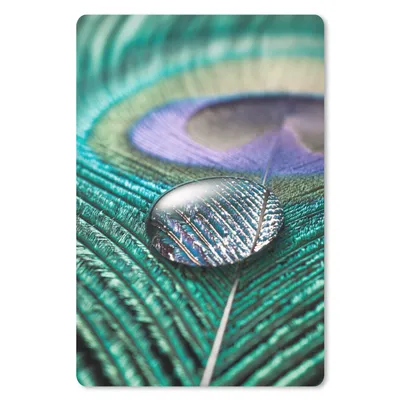 Produktbild von MuchoWow® Mauspad Mousepad Nahaufnahme eines Wassertropfens auf einer Pfauenfeder 18x27 cm - Mousepads - Maus Mat - Pad - Mausunterlage