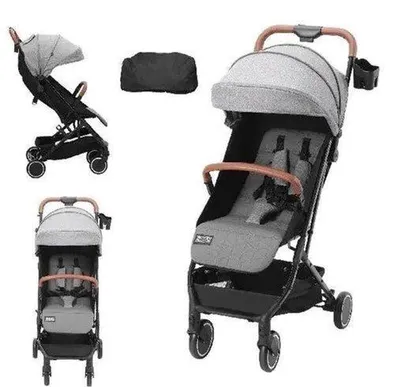Imagen del producto de Cochecito 3 en 1: Carrito plegable para bebés, con respaldo ajustable de 95° a 175°, reposapiés ajustable de 0° a 90°, color gris