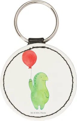 Produktbild von Mr. & Mrs. Panda Schlüsselanhänger Schildkröte Luftballon - Weiß - Geschenk, Bunt, Anhänger, Motivationsspruch, schlüssel, Jahrmarkt, Motivation, Bedruckt, Schildkröten