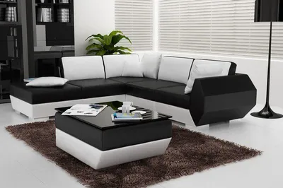 Produktbild von Ecksofa Ledersofa Polster Wohnlandschaft Couch Sofa Eckgarnitur L-Form Weiß