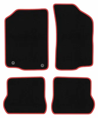 Zdjęcie produktu dla Dywaniki samochodowe welurowe CARLUX-RED do: Volkswagen Scirocco II (1981-1992, coupe) czarne z czerwonym obszyciem, z mocowaniami