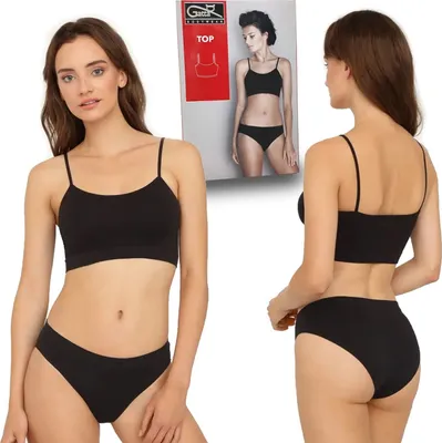 Produktbild von Gatta Sport-BH Trägertop Sport Top Fitness nahtlos BH ohne Bügel Spaghettiträger, Schwarz, XL