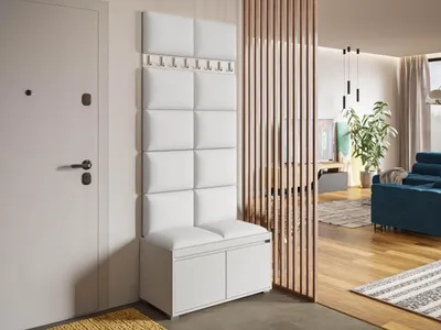 Obrázok produktu pre Predsieňová stena s nástennými čalúnenými panelmi CLENZE 8 - biela / biela