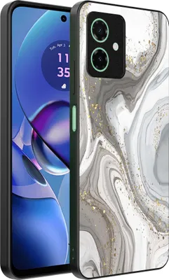 Produktbild von Smartphonica Handytasche passend für Motorola Moto G64 mit Marmordruck - TPU Rückabdeckung Fall Marmor Design - Silber