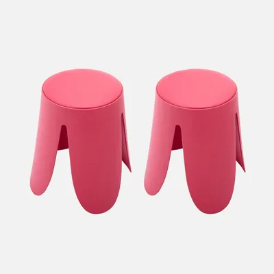 Produktbild von sweeek - 2er-Set stapelbare Hocker mit Kunstleder - Rosa