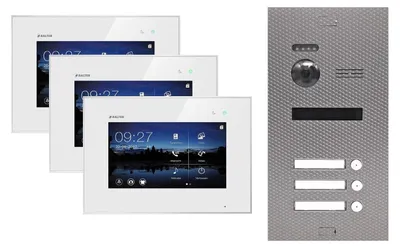 Produktbild von Videotürsprechanlage BALTER EVO 2-Draht BUS für 3-Familienhaus Weiß-Karbon-Silver