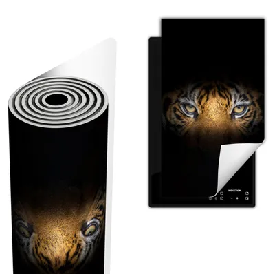 Produktbild von Herdabdeckplatte abdeckung Glaskeramikkochfeld abdeckplatte 30x52 cm Anti Rutsch Matte Aufrollbar, Schwarz Tiger