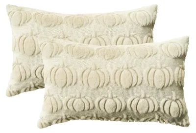 Immagine prodotto di Coperte per cuscini, colore beige, motivo zucche, stile autunnale, 30x50 cm, set da 2, 100% poliestere