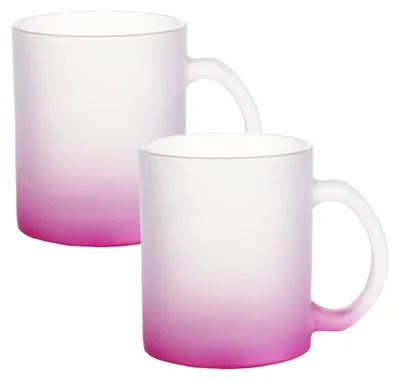 Produktbild von Plottermarie Sublimationsrohlinge Sublimations-Tassen für personalisierte Geschenkideen – Sublimationsrohlinge, Fotogeschenke, Personalisierung & DIY Glastasse farbig Pink 2er Set