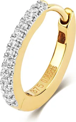 Produktbild von Wunderschöne 9 Karat (375) Gold Diamant Einzel Knorpel Ohrstecker Brillant-Schliff 0.06 Karat GH - SI3-I1 - 13mm*2mm; TRS20997