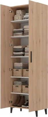 Produktbild von Ciminna - Schuhschrank, 68x35x195h cm Braun Eiche, 5 Einlegeböden