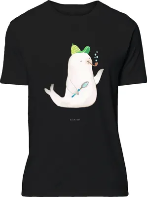 Produktbild von Mr. & Mrs. Panda T-Shirt Robbe Sherlock - Schwarz - Geschenk, Shirt, S, Lustiges, Spruch-Shirt, Lustige Sprüche, Tshirt