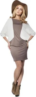 Produktbild von Kleid 2 Farbig mit Fledermausärmel; Cappuccino-Ecru M/L 38/40