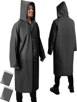 Productafbeelding van Regenponcho, waterdicht, 2 stuks, lange poncho met capuchon, voor buitenactiviteiten