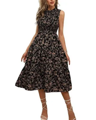 Obrázek produktu pro Boho Maxi letní šaty pro ženy – Elegantní plážové šaty s květinovým potiskem s vrstveným splývavým lemem.