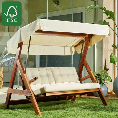 Immagine prodotto di Skye Decor, Parigi 2000 - Beige, altalena da giardino a tre posti, beige, 148 x x 58 cm