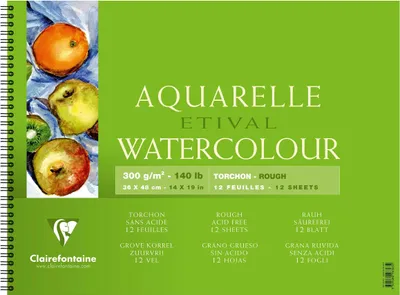 Produktbild von Clairefontaine 5x Aquarellpapier Block mit Doppelspirale 12 Blatt 36x48cm 96363C