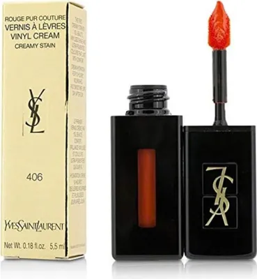 Produktbild von Yves Saint Laurent Vernis À Lèvres Vinyl Cream, Orange, Orange Electro, Feuchtigkeitsspendend, Glanz, 10 h, G908135 - INGREDIENTS: AQUA / WATER . OCTYLDODECANOL . TRIMETHYLSILOXYPHENYL DIMETHICONE ....