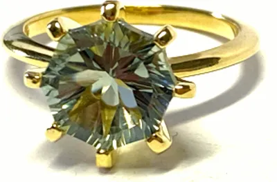 Produktbild von Ring 925 Silber vergoldet Prasiolith rund facettiert poliert #58