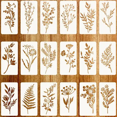 Produktbild von 18-teiliges Set mit Blumen-Schablonen für DIY-Projekte, 15 x 7,5 cm