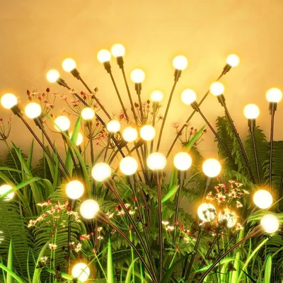 Produktbild von 2 Stück LED Solarleuchte LED Solar Gartendeko solarlampen für außen 6 LED Solar Glühwürmchen  LED fest integriert IP65 Solarlampen Garten