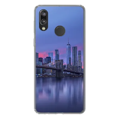 Produktbild von MuchoWow® Handyhülle Schutzhülle Hülle für Huawei P20 Lite (2020) New York hinter der Brooklyn Bridge Silikon Softcase Handy Hülle - Kartenhalter